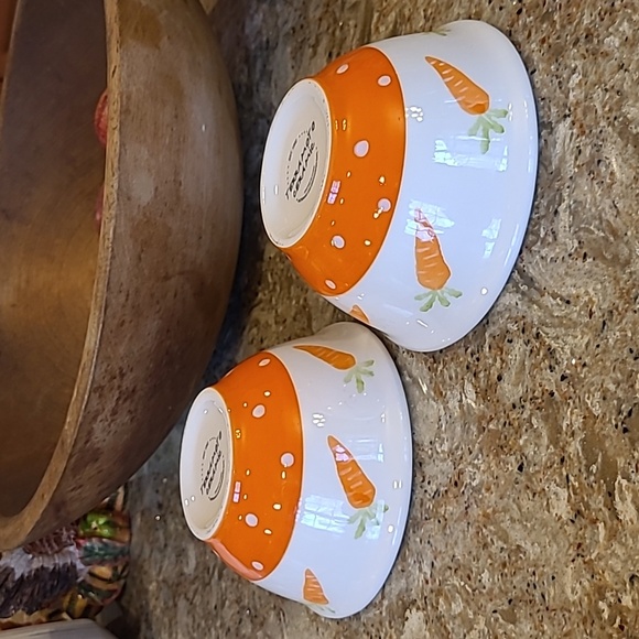 Terramoto Ceramic Custard Bowls Spring Carrots Easter - Picture 5 of 6